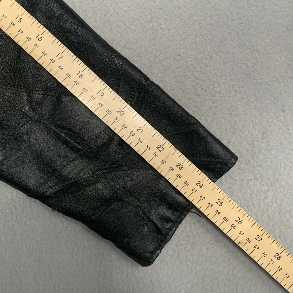 Vintage Diamond Plate Buffalo Leather Moto Jacket Embroidered Asymmetrical Zip M - Picture 10 of 11